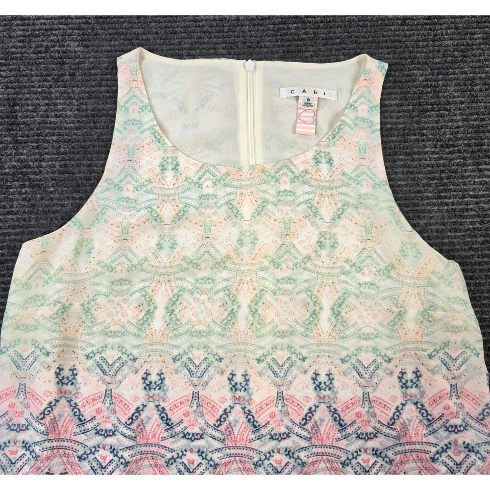 Cabi Sleeveless Dress Womens Small Multicolor Excellent Geometric Tiered